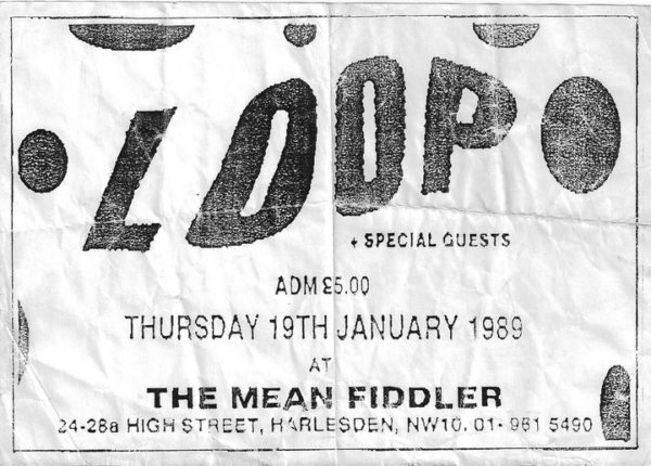 Flyer for the Mean Fiddler gig (19/10/89) Submitted by Nick Hydra