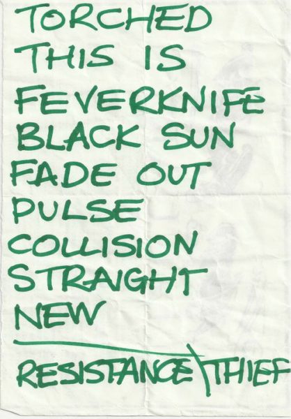 Setlist for the Mean Fiddler gig (19/10/89) Submitted by Nick Hydra